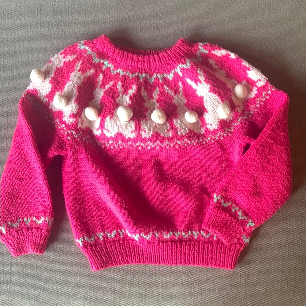 Pink and White Bunny Sweater